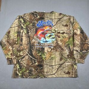 Jacks Bishop California T Shirt Mens 3XL Brown Realtree Camo Long Sleeve Diner‎